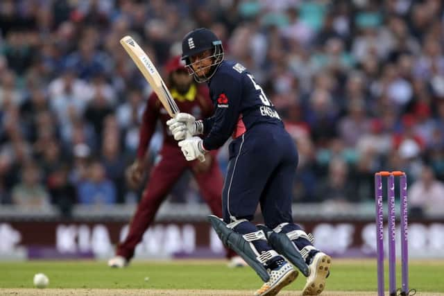 England's Jonny Bairstow turns one down to long leg. Picture: John Walton/PA