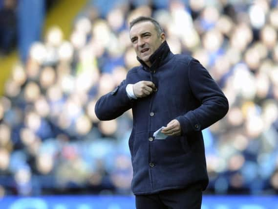 Carlos Carvalhal perplexed during the game at Hillsborough (Photo: Steve Ellis)