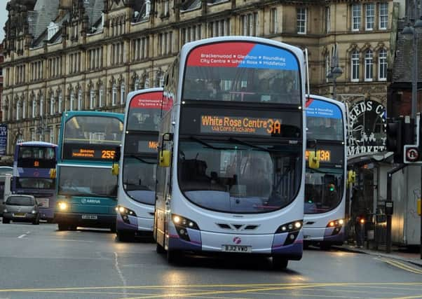 3 January 2013.....      Stock picture Vicar Lane buses outside Leeds City Markets