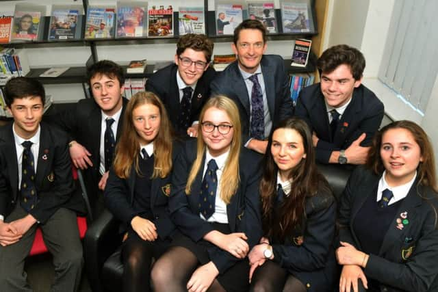 Headmaster Jonathan Webb and pupils at Ripon Grammar School, which was the regions top state school. Picture: Gary Longbottom.