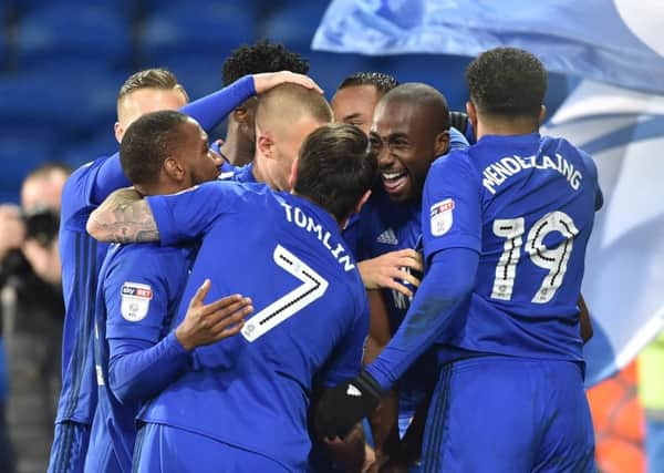 MAIN MAN: Cardiff City's Sol Bamba celebrates his winning goal against Hull City. Picture: Simon Galloway/PA