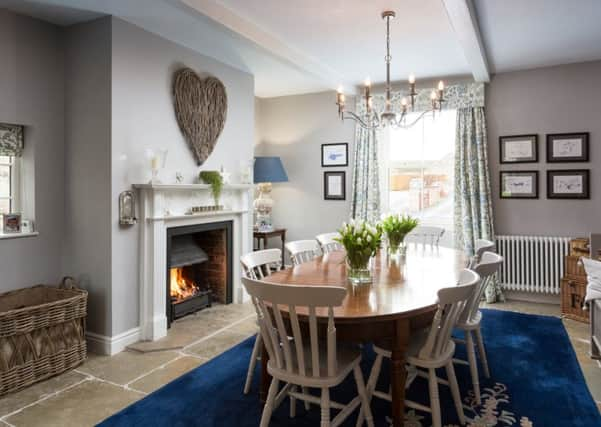 The dining room with wood-burning stove