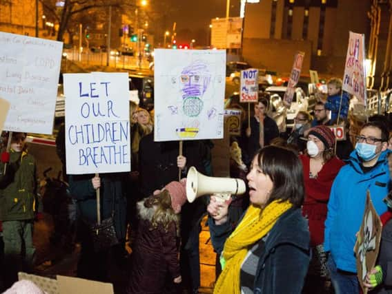 Incinerator protesters outside Halifax town hall.