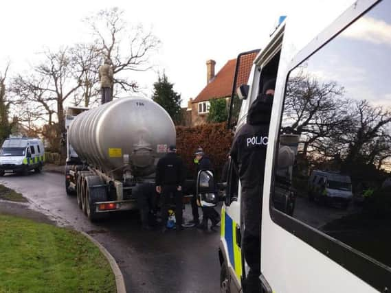 The tanker in Kirby Misperton yesterday