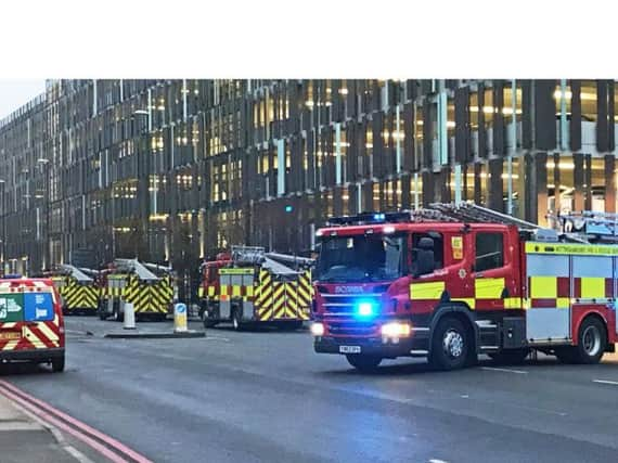 Dozens of firefighters are dealing with a blaze at Nottingham railway station (PA)