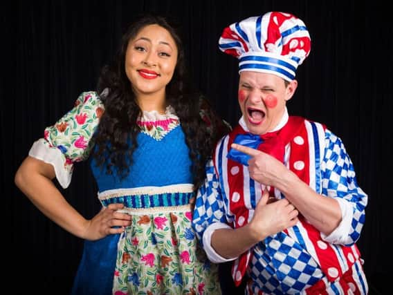 Harrogate Theatre panto legend Tim Steadman with co-star Maisey Bawden.