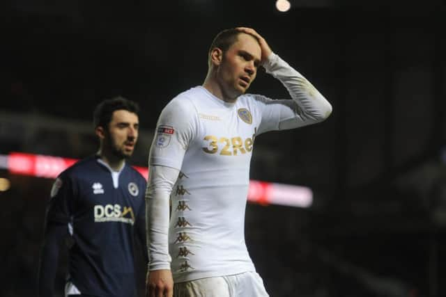 JUST SHORT: Leeds United's Pierre-Michel Lasogga shows his frustration at Elland Road. Picture: Tony Johnson.