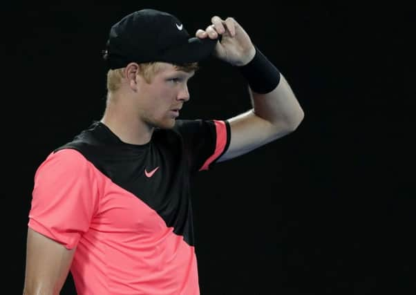 Britain's Kyle Edmund reacts during his Australian Open semi-final against Croatia's Marin Cilic. (AP Photo/Vincent Thian)