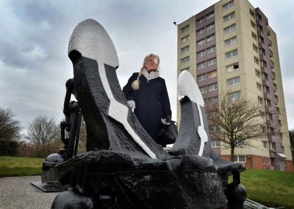 Yvonne Blenkinsop, a founder member of the Hessle Road Womens Committee, at the trawler bower anchor dedication commemorating the 50th anniversary of Hulls Triple Trawler Disaster in Valiant Drive, Hull.. Picture Bruce Rollinson