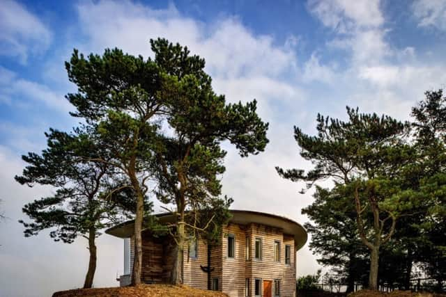 Leaf House,near Filey . The house has two storeys at the rear, which is where the bedrooms are.