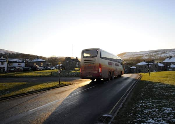 THE DALES.. Feature on the Dales... the local bus heads away from  Reeth7th February 2018 ..Picture by Simon Hulme