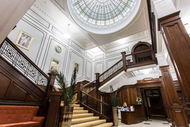 The grand entrance to the Chocolate Works, which was once the HQ of the Terry's chocolate factory in York. Springfield Healthcare has restored the original features.