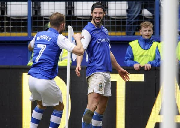 George Boyd celebrates his Owls goal......Pic Steve Ellis