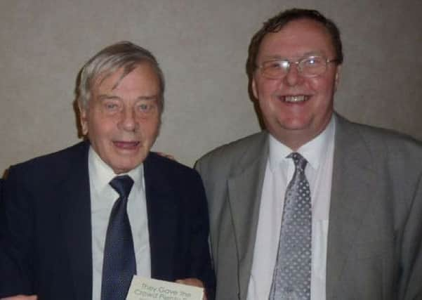 Dave Callaghan pictured with former Test umpire Dickie Bird.