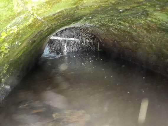 Some of the blockage that caused the flooding in Pannal on Monday.Picture: Harrogate Borough Council.