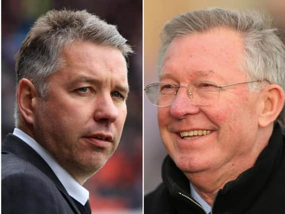 Darren Ferguson and his dad Sir Alex Ferguson.