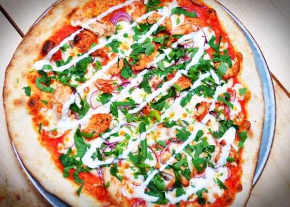 Tandoori chicken pizza.