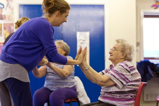 Louise McDowall leads a Dancing in Time session for Yorkshire Dance.