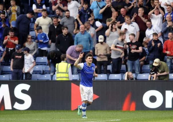 Fernando Forestieri  celebrates his second goal. Pic Steve Ellis