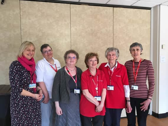 Left to right: Volunteer Co-ordinator, Fiona Tomlinson and volunteers Vivienne Stone, Rachel Watson, Gill Tomlinson, Peternella Clarkson and Ruth Raspin.