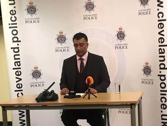 Detective Superintendent Tariq Ali, of Cleveland Police, addressing the media.