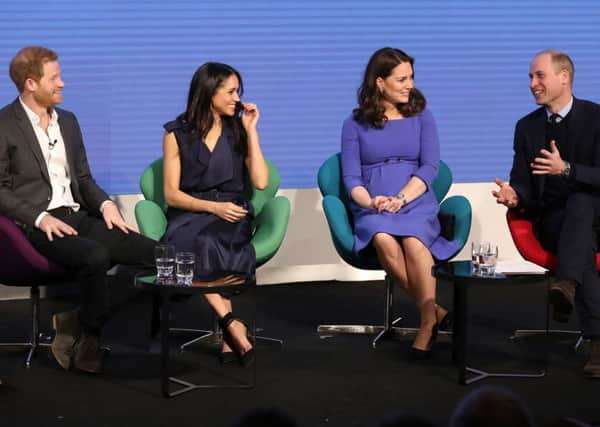 Prince Harry and his fiancee Meghan Markle with the Duke and Duchess of Cambridge.